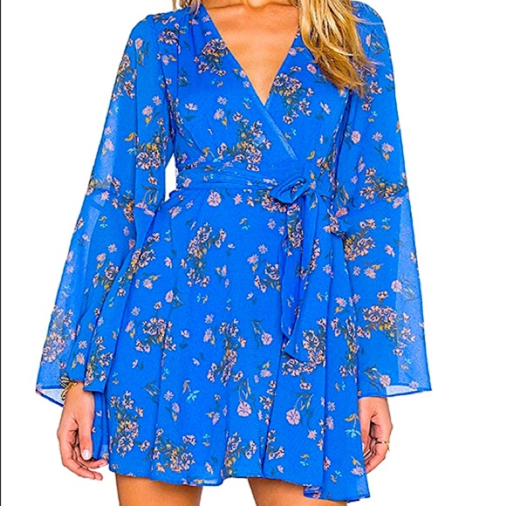 Free People Lilou Printed Dress Cobalt Combo Med